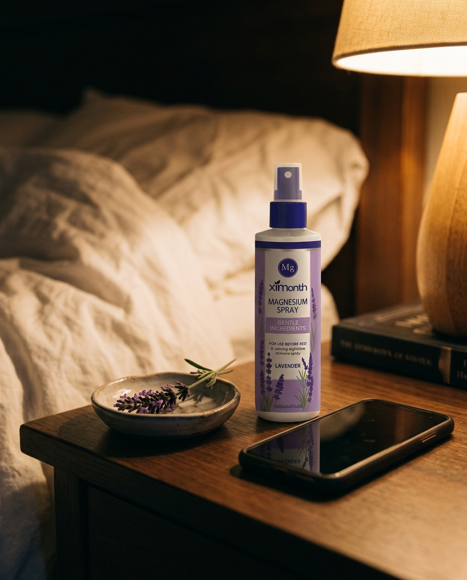 Phone down, mist on the nightstand